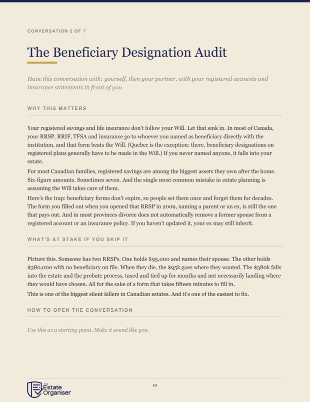 Beneficiary audit pages